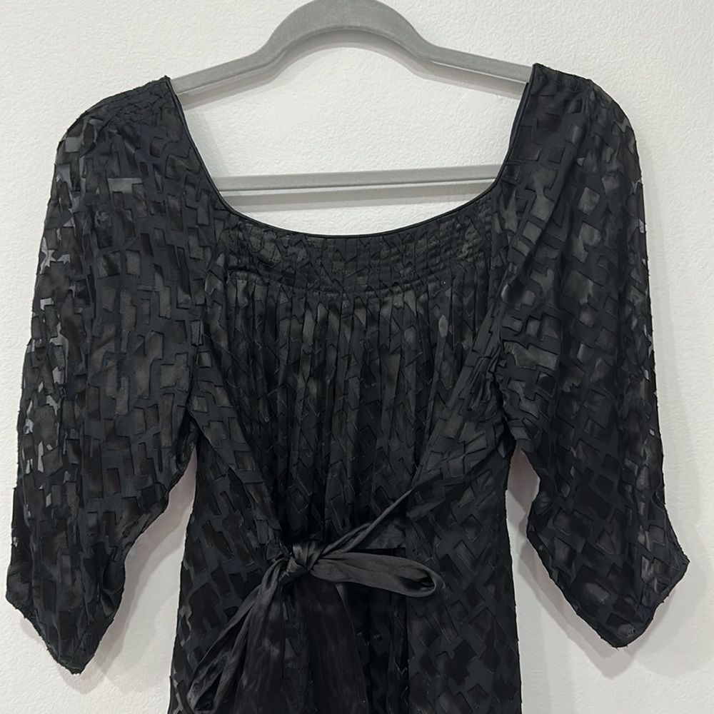 ECI New York Womens Tie Back  PleatedChiffon Blouse Sz 6P - Picture 3 of 16